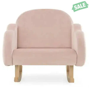 Upholstered Toddler Rocker with Solid Wood Legs and Non-slip Foot Pads-Pink Kids Chairs & Seating