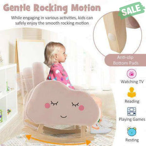 Upholstered Toddler Rocker with Solid Wood Legs and Non-slip Foot Pads-Pink Kids Chairs & Seating