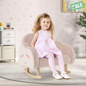 Upholstered Toddler Rocker with Solid Wood Legs and Non-slip Foot Pads-Pink Kids Chairs & Seating