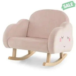 Upholstered Toddler Rocker with Solid Wood Legs and Non-slip Foot Pads-Pink Kids Chairs & Seating