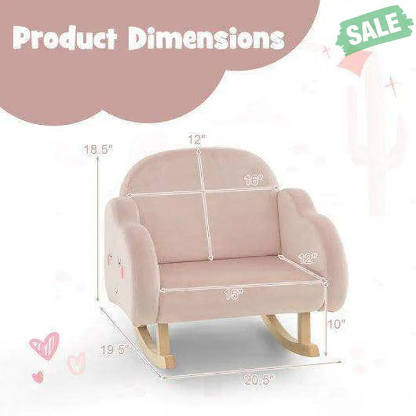 Upholstered Toddler Rocker with Solid Wood Legs and Non-slip Foot Pads-Pink Kids Chairs & Seating