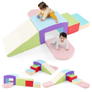 6 Pieces Foam Climbing Blocks Soft Play Climbing for Toddlers with Tunnel