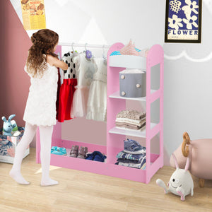 Kids Toddler Dress Up Storage with Mirror