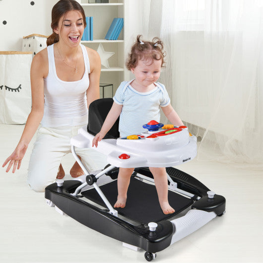 6 in 1 Foldable Baby Walker with Adjustable Height-Black