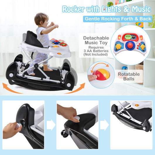 6 in 1 Foldable Baby Walker with Adjustable Height-Black