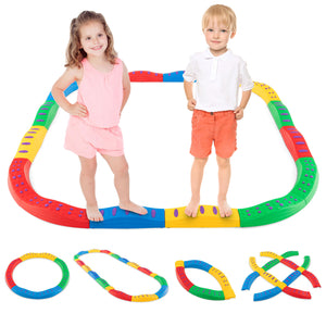 Colorful Kids Wavy Balance Beam with Textured Surface and Non-slip Foot Pads