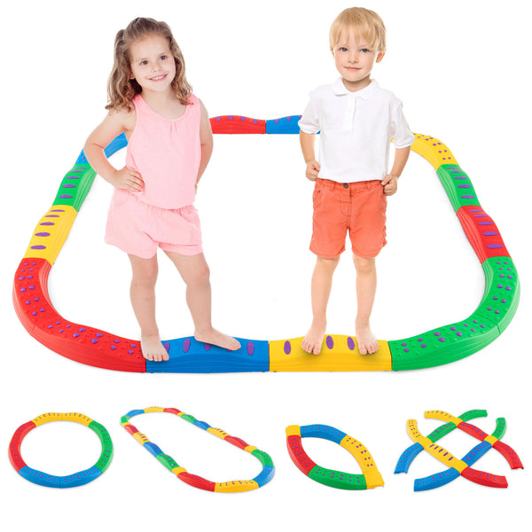 Colorful Kids Wavy Balance Beam with Textured Surface and Non-slip Foot Pads