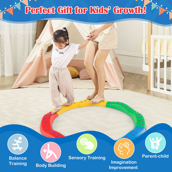 Colorful Kids Wavy Balance Beam with Textured Surface and Non-slip Foot Pads