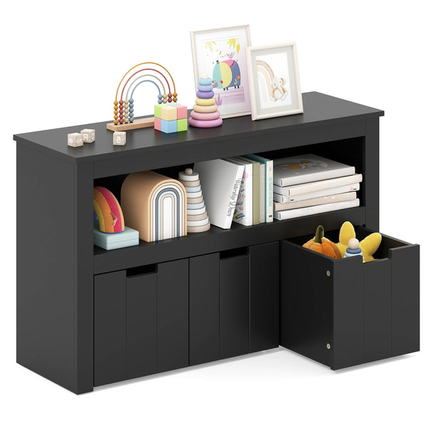Kid Toy Storage Cabinet with 3 drawers and wheels, perfect for organizing toys in a playful and stylish way.