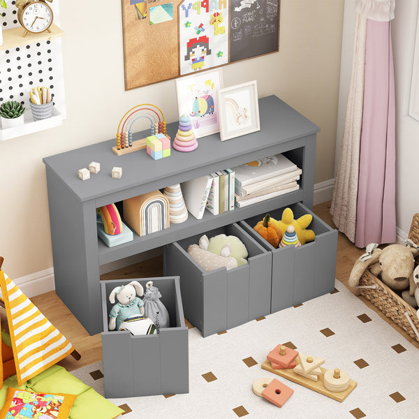 Kid Toy Storage Cabinet with 3 drawers and wheels, perfect for organizing toys in a stylish and functional way.
