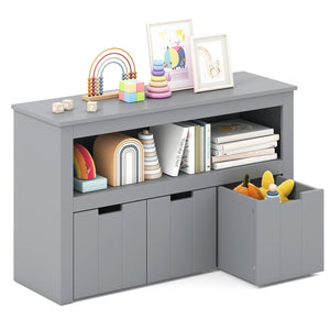 Kid Toy Storage Cabinet with 3 drawers and wheels, perfect for organizing toys in a stylish and functional way.