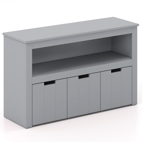 Kid toy storage cabinet with 3 drawers and wheels, perfect for organizing toys in a playful and stylish way.