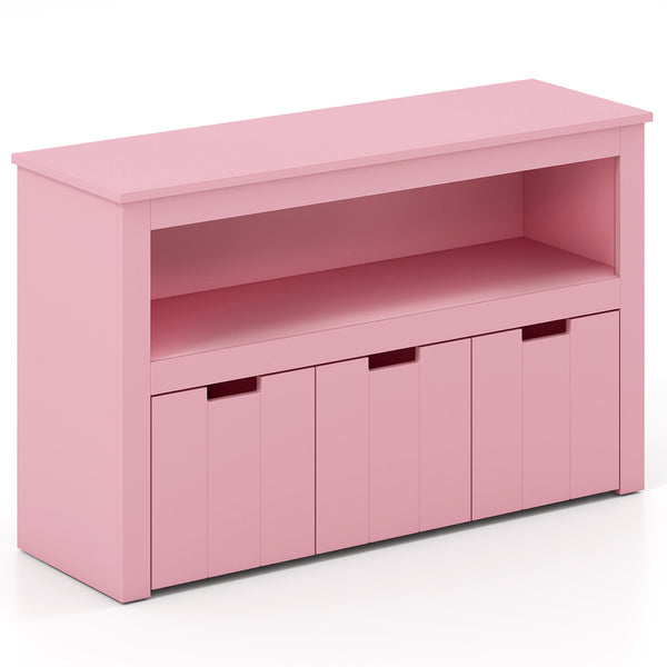 Kid Toy Storage Cabinet with 3 drawers and wheels, perfect for organizing toys in a stylish and functional way.