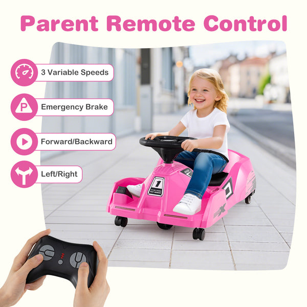 12V Electric Go Kart with detachable mop and remote control for kids, perfect for fun and cleaning playtime.