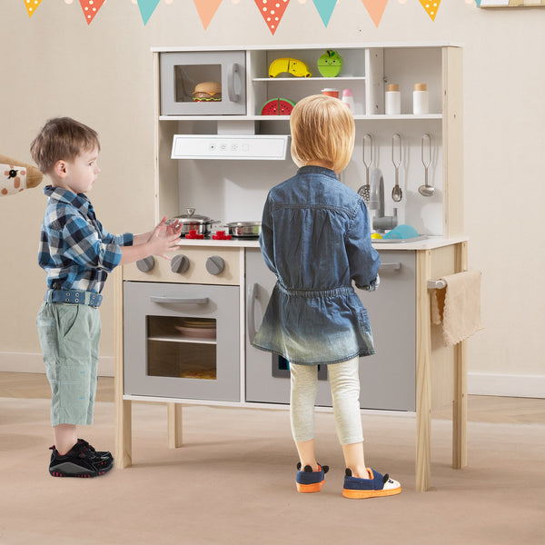 Wooden Pretend Play Kitchen Set for Toddlers - Realistic
