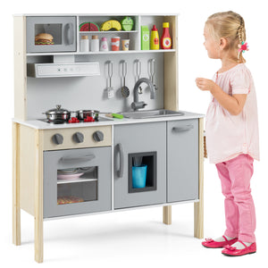 Wooden Pretend Play Kitchen Set for Toddlers - Realistic