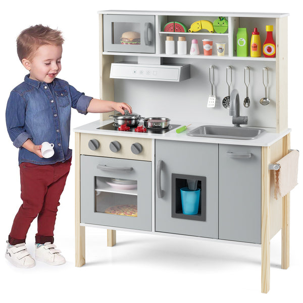 Wooden Pretend Play Kitchen Set for Toddlers - Realistic