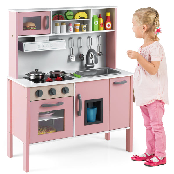 Wooden Pretend Play Kitchen Set for Toddlers - Realistic