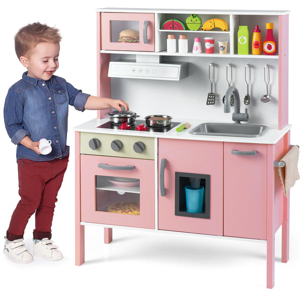 Wooden Pretend Play Kitchen Set for Toddlers - Realistic