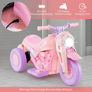 6V Kids Electric Ride on Motorcycle with Bubble Maker and Music