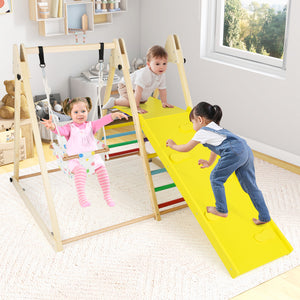4-in-1 Indoor Jungle Gym with Baby Swing and Climbing Ramp for Infants