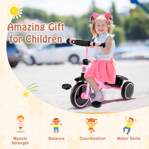 Toddler Tricycle Kids Trike with Adjustable Seat and Basket Aged 3-5 Years Old