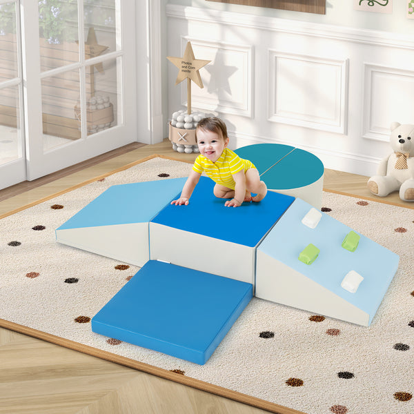 6-Piece Foam Climbing Blocks with Hook and Loop Fasteners for Toddlers & Kids