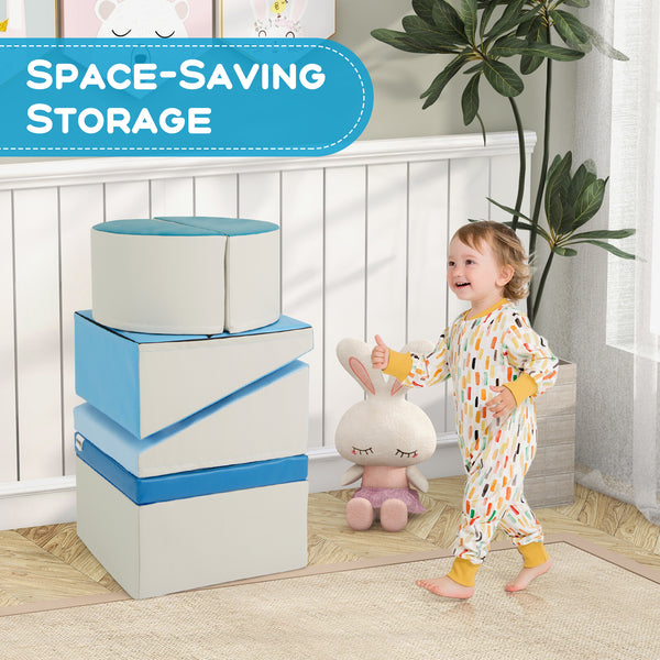 6-Piece Foam Climbing Blocks with Hook and Loop Fasteners for Toddlers & Kids