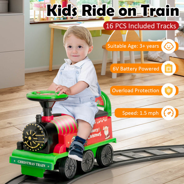 6V Toddler Ride On Train Combo: Track Ride & 2-Seater Carriage Set for Kids