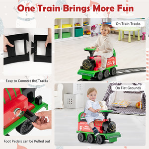 6V Toddler Ride On Train Combo: Track Ride & 2-Seater Carriage Set for Kids