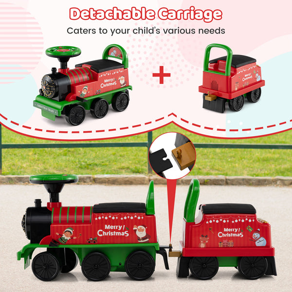 6V Toddler Ride On Train Combo: Track Ride & 2-Seater Carriage Set for Kids