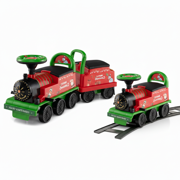 6V Toddler Ride On Train Combo: Track Ride & 2-Seater Carriage Set for Kids