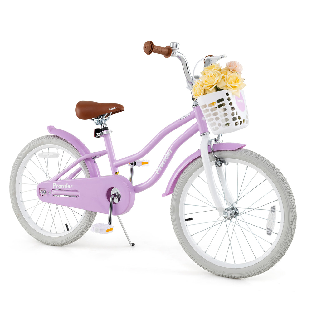 20 Inch Kids Bike with Helmet Protective Set Purple - Training Wheels