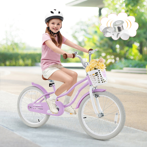 20 Inch Kids Bike with Helmet Protective Set Purple - Training Wheels