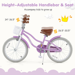 20 Inch Kids Bike with Helmet Protective Set Purple - Training Wheels
