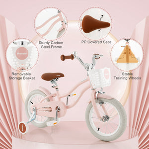12-inch pink kids bike with helmet and protective set, perfect for safe outdoor play and adventures.