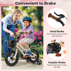 12-inch black and pink kids bike with helmet protective set, perfect for safe outdoor play and adventures.