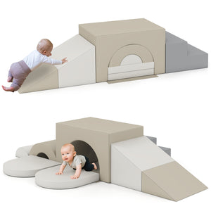 7-Piece Soft Foam Toddler Climbing Blocks Set PU Leather for 1+ Year Old