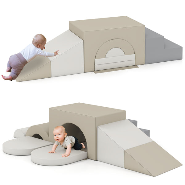 7-Piece Soft Foam Toddler Climbing Blocks Set PU Leather for 1+ Year Old