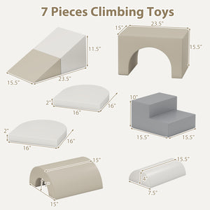 7-Piece Soft Foam Toddler Climbing Blocks Set PU Leather for 1+ Year Old