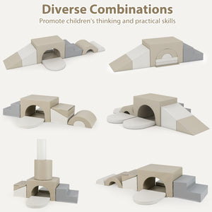 7-Piece Soft Foam Toddler Climbing Blocks Set PU Leather for 1+ Year Old