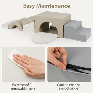 7-Piece Soft Foam Toddler Climbing Blocks Set PU Leather for 1+ Year Old