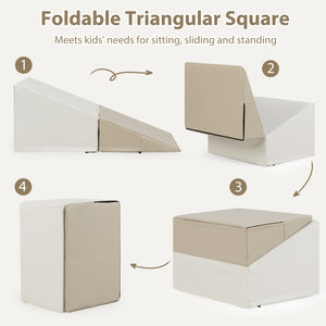 7-Piece Soft Foam Toddler Climbing Blocks Set PU Leather for 1+ Year Old