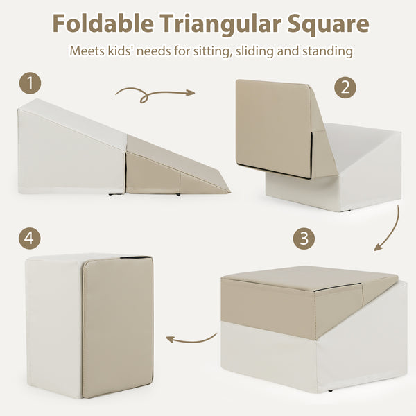 7-Piece Soft Foam Toddler Climbing Blocks Set PU Leather for 1+ Year Old