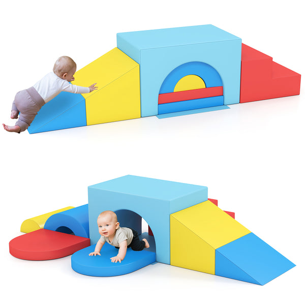 7-Piece Soft Foam Toddler Climbing Blocks Set PU Leather for 1+ Year Old