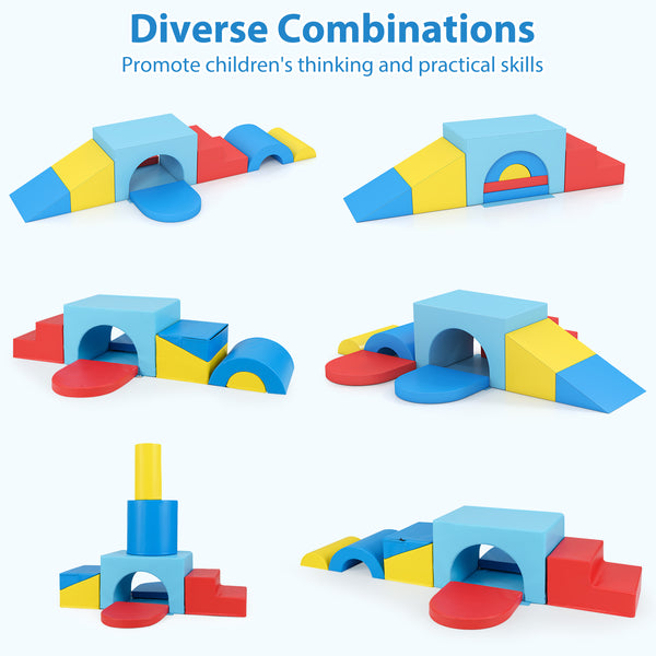 7-Piece Soft Foam Toddler Climbing Blocks Set PU Leather for 1+ Year Old