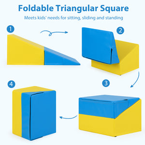 7-Piece Soft Foam Toddler Climbing Blocks Set PU Leather for 1+ Year Old