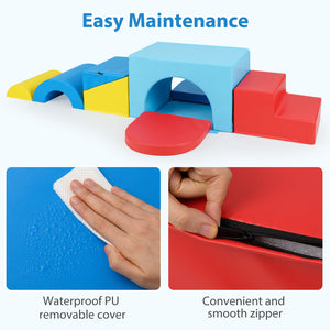 7-Piece Soft Foam Toddler Climbing Blocks Set PU Leather for 1+ Year Old