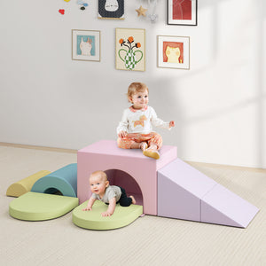 7-Piece Soft Foam Toddler Climbing Blocks Set PU Leather for 1+ Year Old