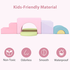 7-Piece Soft Foam Toddler Climbing Blocks Set PU Leather for 1+ Year Old